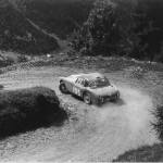 Rough "roads" and sheer drops of the Vivione Pass in the Dolomites. Driving a Healey 100-6 in 1958.