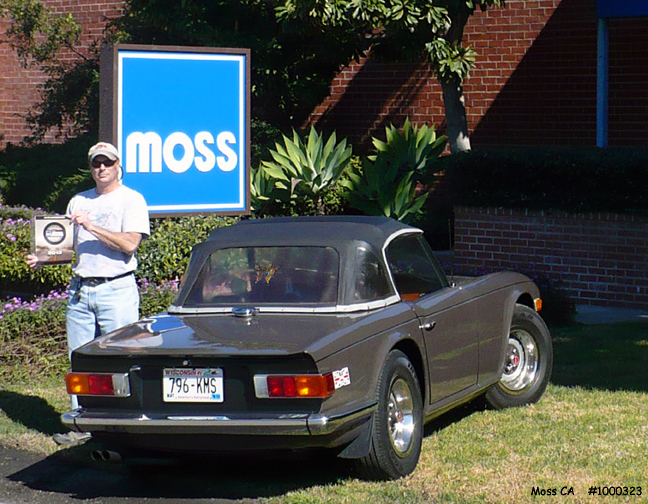 Greetings and thank you Moss Motors. We enjoy traveling and love to drive our TR6—what a fun challenge. We started the event with a trip to Moss, Goleta for brake lines and will be back into the thick of the event shortly. See you on the road! Debbie and Randy Manes : )