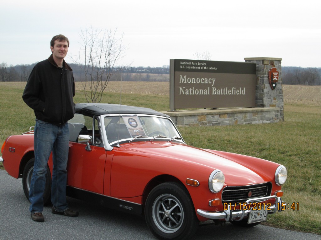 I saw this contest as an opportunity to share my love of British Motoring with my nephew, Michael, and niece, Emily. At 6' 4", Michael could barely squeeze into my '74 MG Midget but still had a blast while visiting places like Monocacy Battlefield National Park. Being a senior at Walkersville High, Emily loved touring the countryside, traveling 100 miles in one day, and showing off my car with me! – Ed Moss