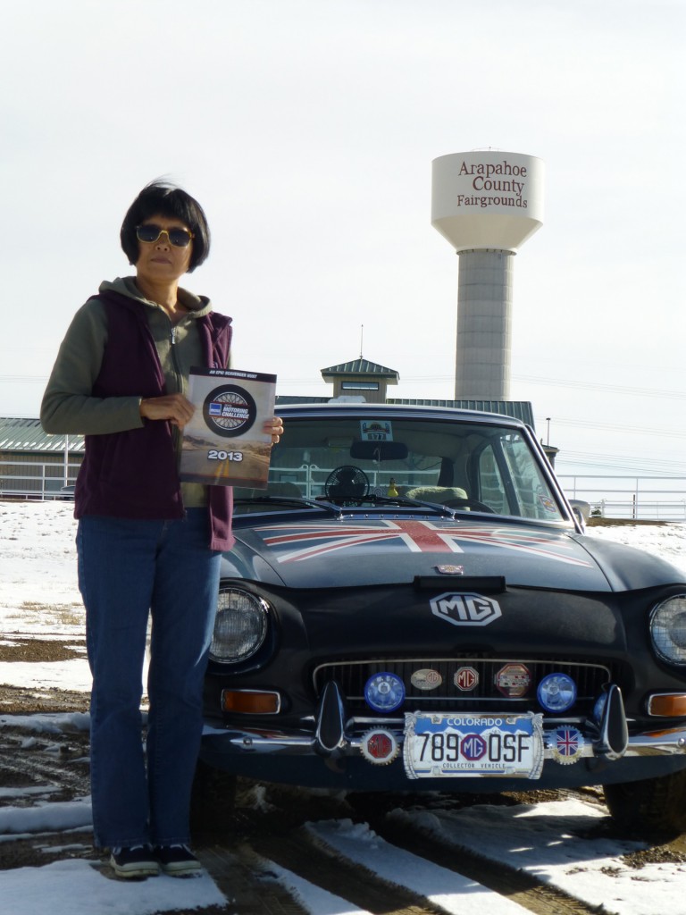 We started our Motoring Challenge today. Two days after a snow storm dumped about 6 inches in the Denver Metro area. That however did not deter my wife and I from taking our 1972 MGB-GT out to knock off the "A" City and the "A" County here in Colorado. We will be hitting many more Towns, Cities, Counties, and States as we have a few out of state trips planned this year. The first of which will be the North American MBG Register's annual summer meet up in Corvallis Oregon in July. Maybe we can even drive down to California from there and stop in at Moss Motors. –John & Ritsuko Fraioli