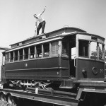 Former Moss Motors owner, Howard Goldman, "trolley surfing."