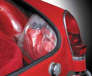A gallon of emergency gas can be wrapped in plastic and nestled in the trunk. Remember that gas degrades over time, so be sure to use it before the petrol turns to varnish. And always carry a charged fire extinguisher, just in case Mr. Lucas morphs from the Prince of Darkness into the God of Embers.