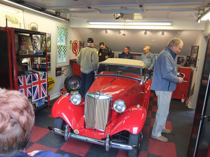 Pennsylvania garage tour. This is a photo of Mike Jones' garage with his award winning MGTD. (PA MG Club)